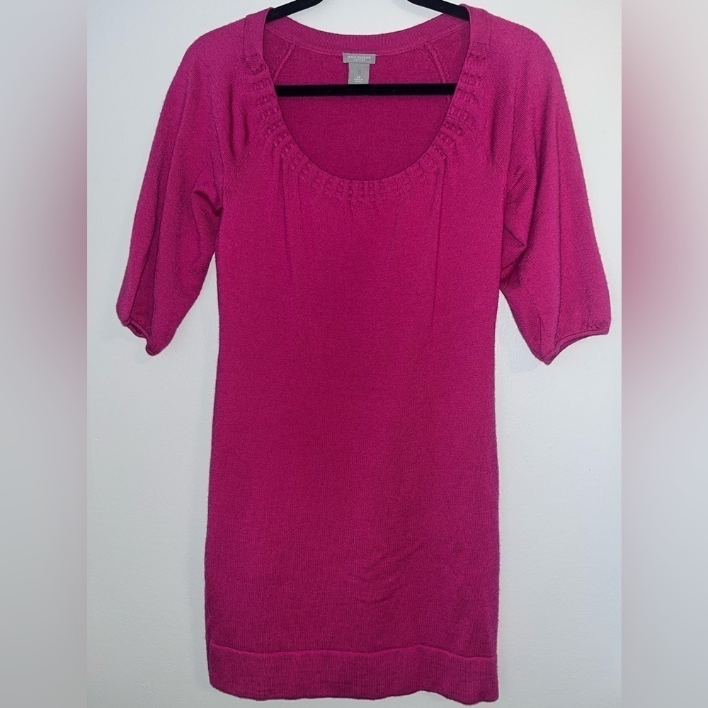 Ann Taylor Petites Pink Merino Wool Blend Sweater Dress Size SP